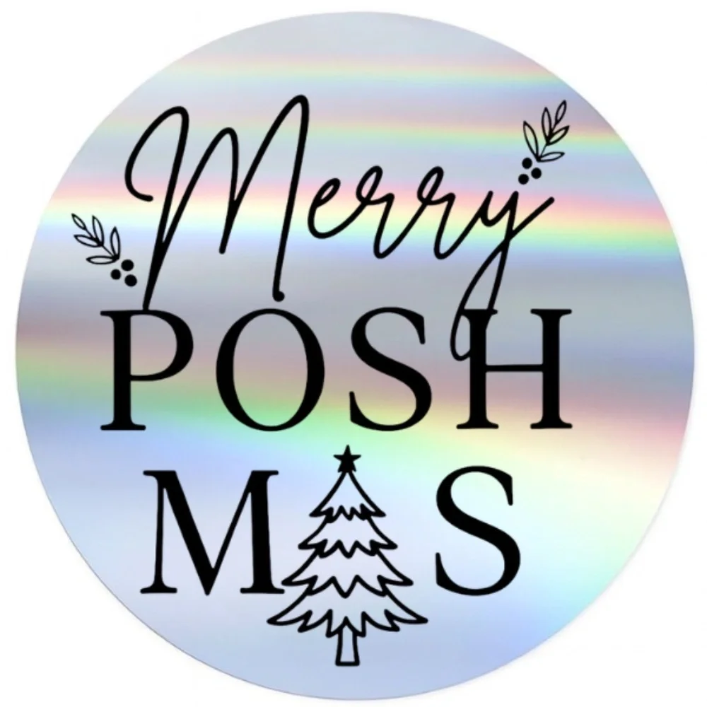 Merry Poshmas Stickers – Round Christmas Labels for Poshmark Packaging stickers
